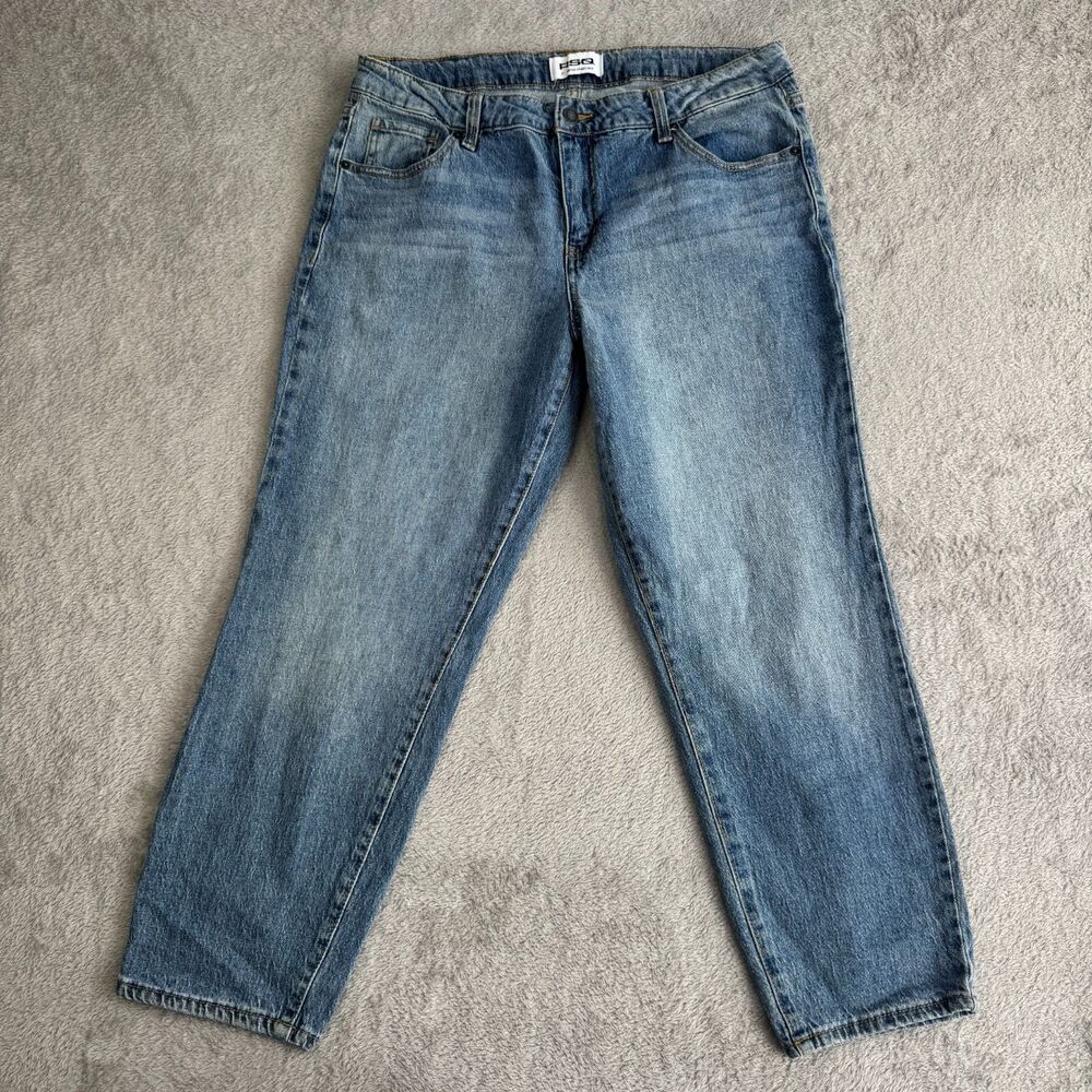 Rsq Straight Ankle Jeans Womens 31 Blue Whiskered Denim Medium Wash Mid Rise